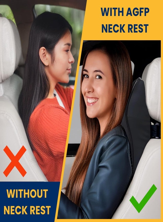 AGFP Car Seat Headrest Neck Rest Cushion | Car Neck Rest Pillow for Neck & Cervical Support Memory Foam Neck Pillow with Washable Cover Ergonomic Neck Pain Relief for Driver Front & Back Office Chair - Image 4